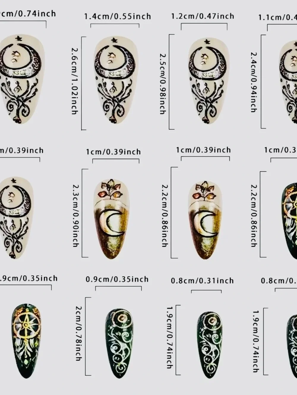 New -Gorgeous -24Pc Set -Moon Themed Reusable Press-On-Nails